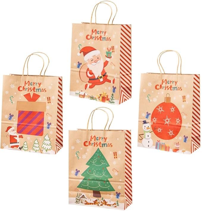 1 Docena de bolsas Kraft navideña mediano (cod: 773)