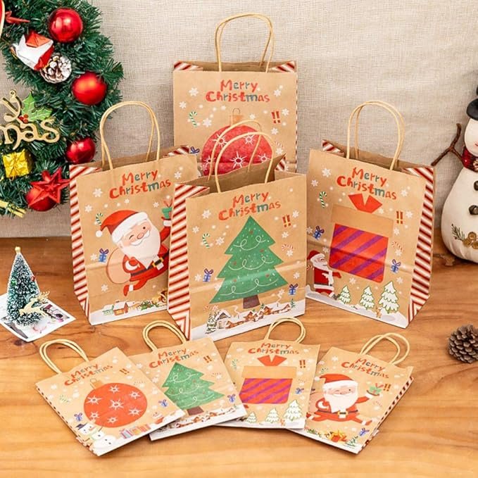1 Docena de bolsas Kraft navideña grande (cod: 774)