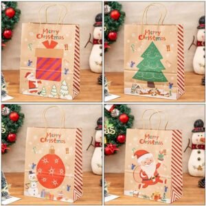 1 Docena de bolsas Kraft navideña grande (cod: 774)