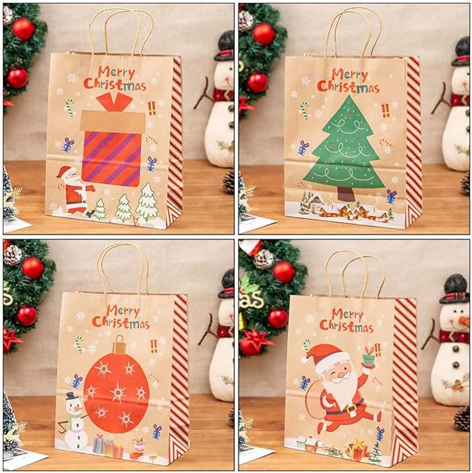 1 Docena de bolsas Kraft navideña grande (cod: 774)