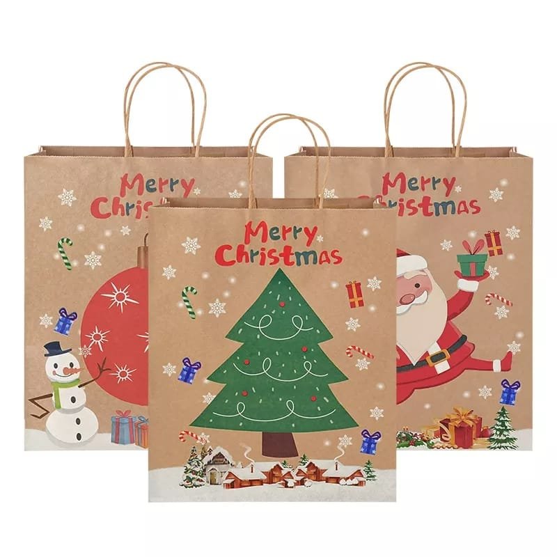 1 Docena de bolsas Kraft navideña mediano (cod: 773)