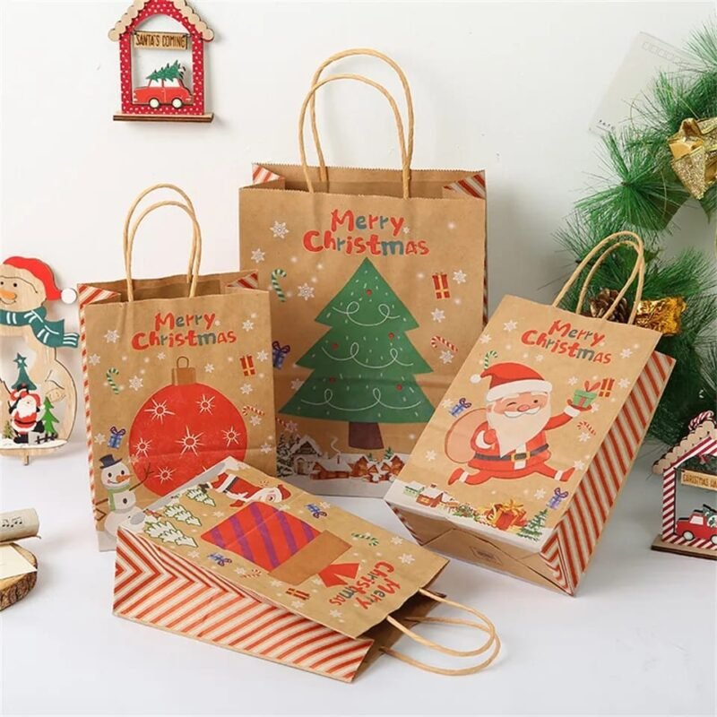 1 Docena de bolsas Kraft navideña grande (cod: 774)